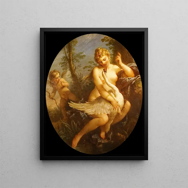 Leda and the Swan - Charles-Joseph Natoire — framed artwork on a wall