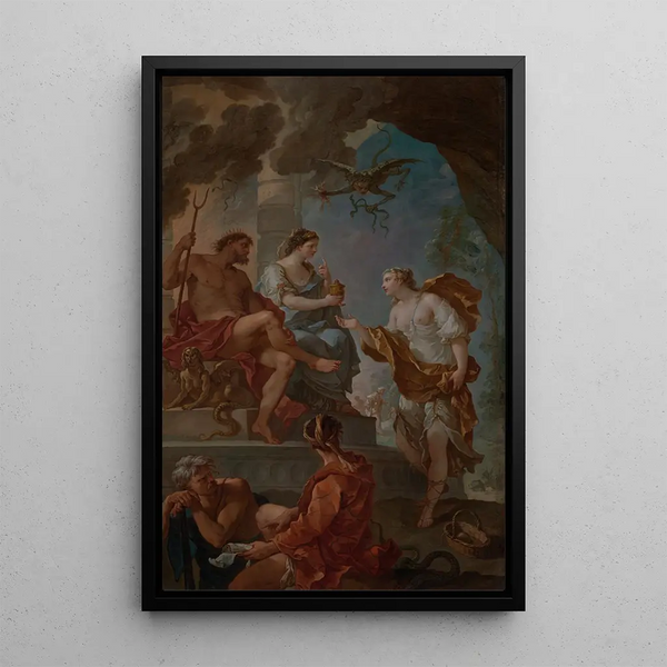 Reproduction of the painting Psyche in the Underworld Psyche obtaining Proserpine's elixir of beauty - Charles-Joseph Natoire