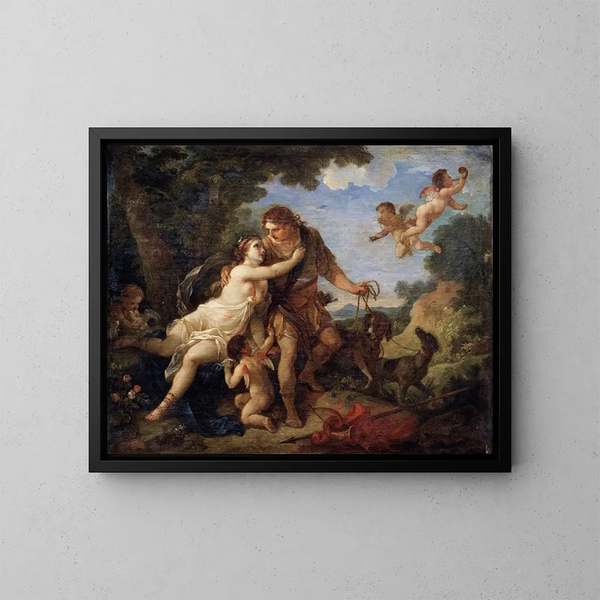 Venus and Adonis - Charles-Joseph Natoire — framed artwork on a wall