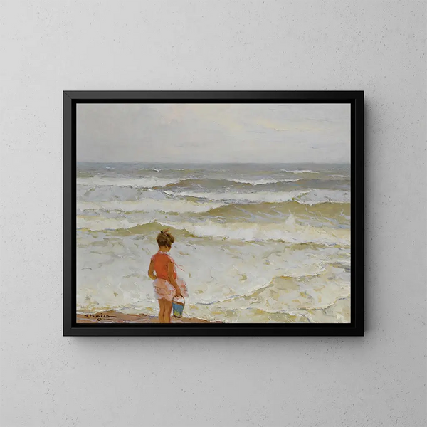 Girl by the Sea - Charles Atamian — framed artwork on a wall