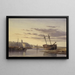 Bateaux de pêche dans le port de Rye avec un moulin à vent au loin - Charles Bentley — framed artwork on a wall