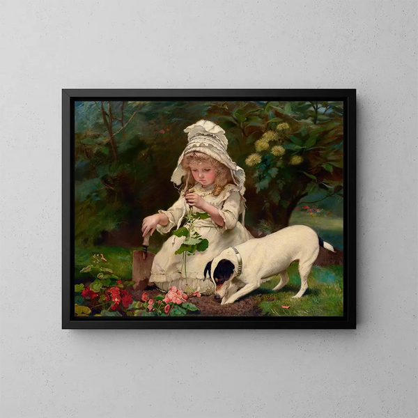 Gardeners amateurs - Charles Burton Barber — framed artwork on a wall