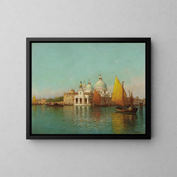 At the entrance of the Grand Canal, Venice - Charles Clement Calderon — framed artwork on a wall