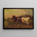 Cows grazing - Charles Collins — framed artwork on a wall
