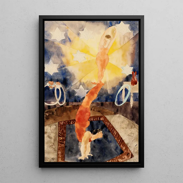 Twee acrobaten in rode panty's - Charles Demuth — ingelijst kunstwerk aan de muur