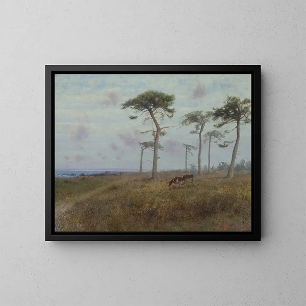 Bétail paissant parmi les cypres de Monterey - Charles Dorman Robinson — ingelijst kunstwerk aan de muur