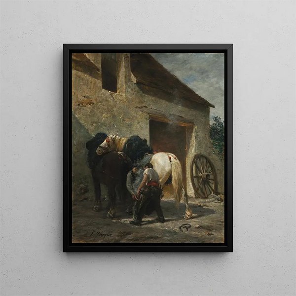 Blacksmiths - Charles Émile Jacque — framed artwork on a wall