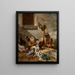 Rooster and hens in the farmyard - Charles Émile Jacque — framed artwork on a wall