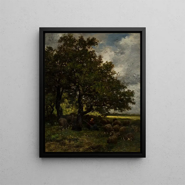 Landscape painting - Charles Émile Jacque — framed artwork on a wall