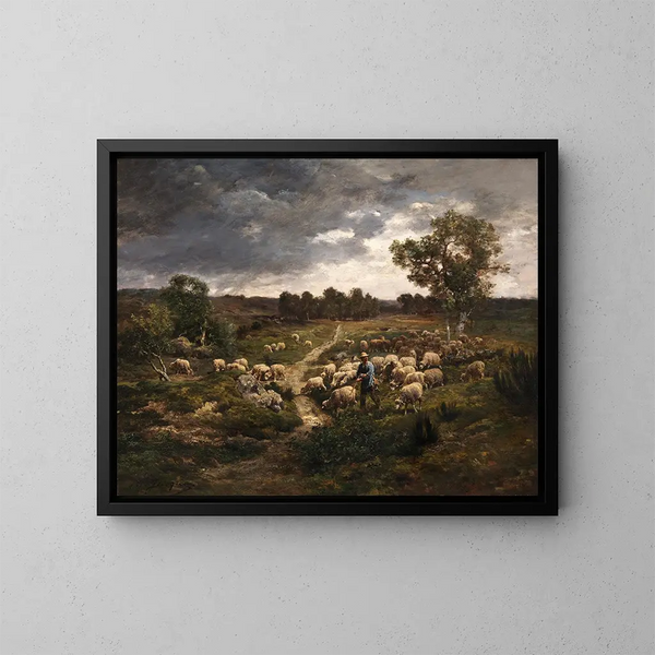 Sheep - Charles Émile Jacque — framed artwork on a wall