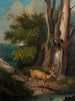 Een bos scène met herten - Charles Ferdinand Wimar — weergave van het kunstwerk