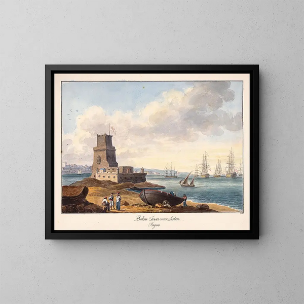 Tour de Belém nabij Lissabon aan de Taag - Charles Hamilton Smith — ingelijst kunstwerk aan de muur