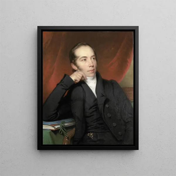 Portrait painting of Pieter Ernst Hendrik Praetorius, courtier, draftsman, and painter, President of the Board of Directors of the Rijksmuseum 1852-74 - Charles Howard Hodges — framed artwork on a wall
