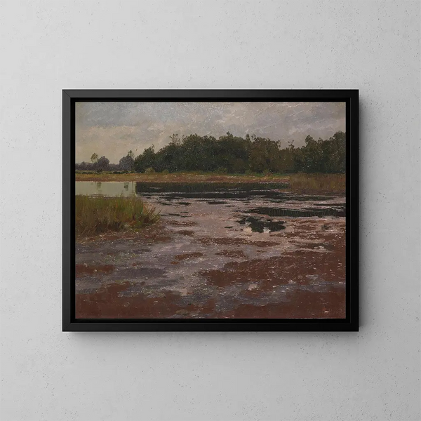 Evening Marshland Landscape - Charles Johann Palmi — framed artwork on a wall