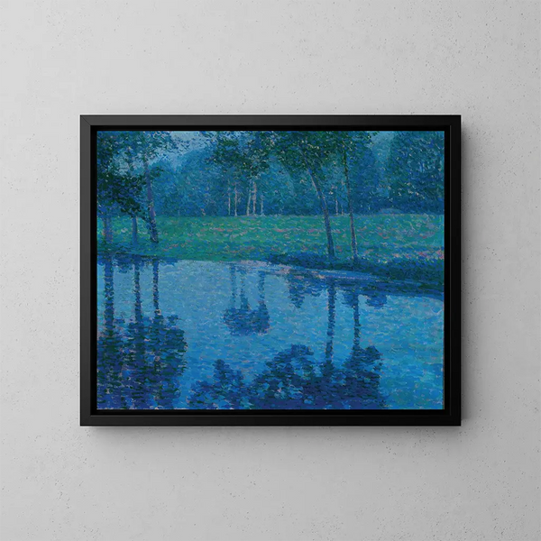 Garden landscape with a stream - Charles Johann Palmi — framed artwork on a wall