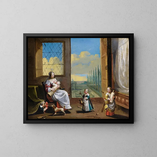 L'allégorie de l'enfance - Charles Le Brun — framed artwork on a wall