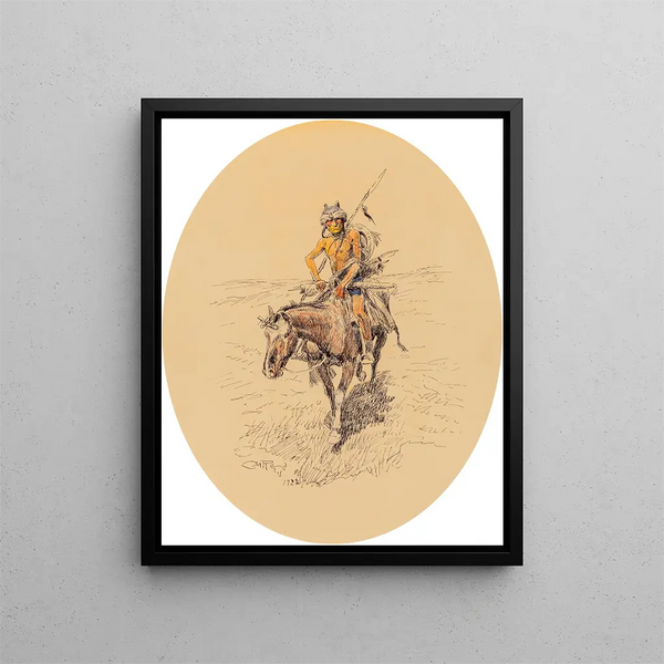 Warrior Assiniboine - Charles Marion Russell — framed artwork on a wall