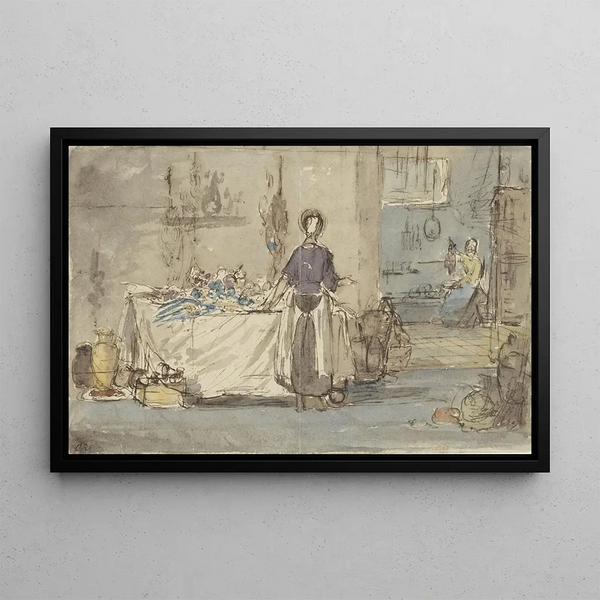 Interior Kitchen Painting - Charles Rochussen — framed artwork on a wall