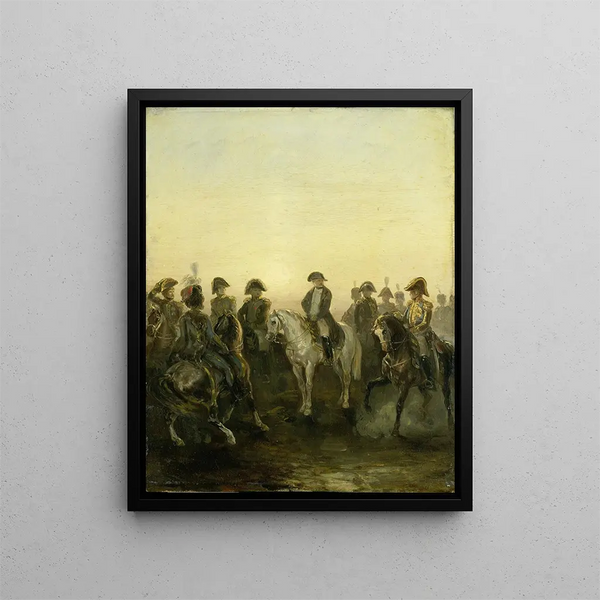 Napoleon with his staff - Charles Rochussen — framed artwork on a wall