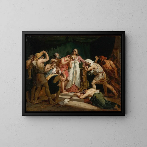 Joseph recognized by his brothers - Charles Thévenin — framed artwork on a wall