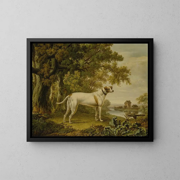 an English pointer in a landscape - Charles Towne — framed artwork on a wall