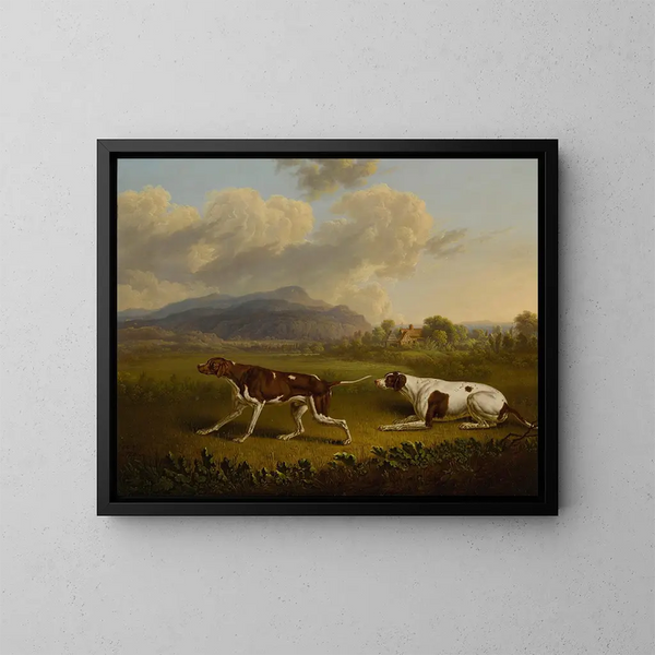 Two pointers in a landscape - Charles Towne — framed artwork on a wall