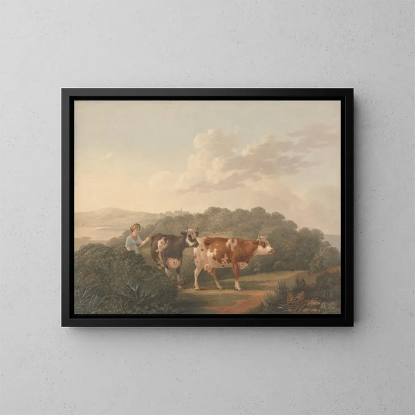 Woman with Livestock - Charles Towne — framed artwork on a wall