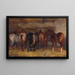 Paarden in de stallen - Charles Tschaggeny — ingelijst kunstwerk aan de muur