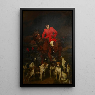 Charles Wellington Furse - A portrait of Lord R Alison Johnson on horseback with his hounds ready to set out.webp