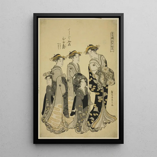 Chbunsai Eishi - The Courtesan Hinazuru of the Chojiya with her Attendants from the series Edo Purple in the Pleasure Quarters Seiro Edo murasaki.webp