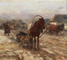 Paard en wagen op de dorpsstraat - Alfred Von Wierusz — weergave van het kunstwerk