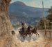 Paarden en reizigers die een Italiaanse bergweg berijden - Francesco Mancini — weergave van het kunstwerk