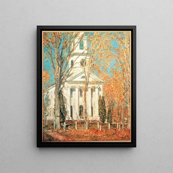 Kerk in Old Lyme, Connecticut - Childe Hassam — ingelijst kunstwerk aan de muur