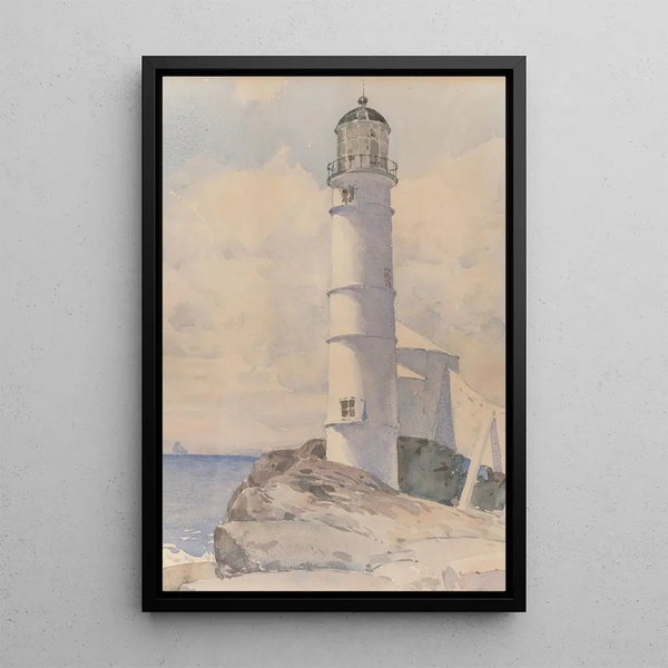 Vuurtoren van het Shoals-eiland - Childe Hassam — ingelijst kunstwerk aan de muur
