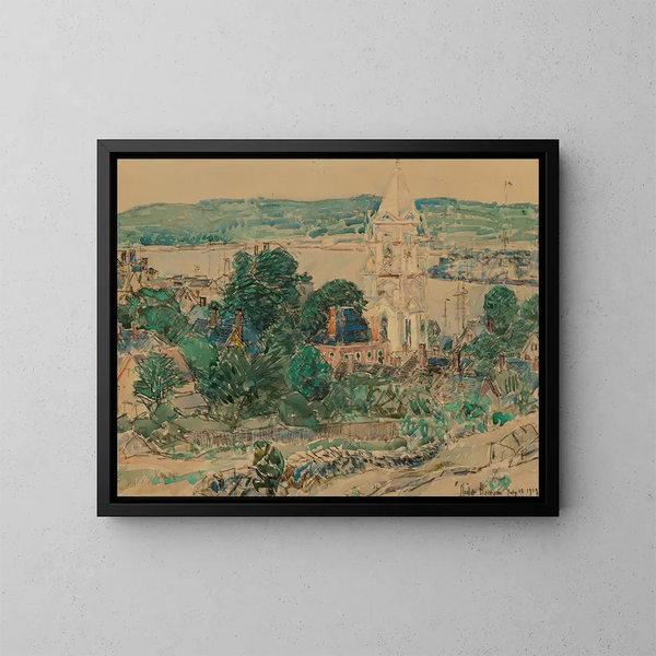 Studie voor de bekleding van de Eerste Baptistengemeente van Gloucester - Childe Hassam — ingelijst kunstwerk aan de muur