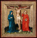 Christus aan het kruis met de Maagd Maria en Johannes - Anoniem — weergave van het kunstwerk