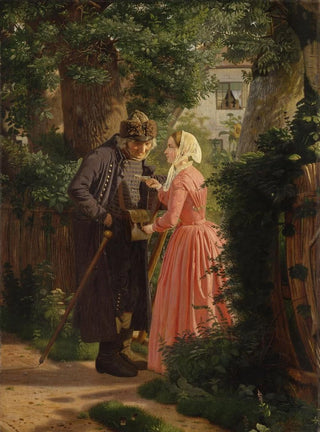 Christen Dalsgaard - En ung pige beder landsbyens gamle postbud besrge et brev.webp