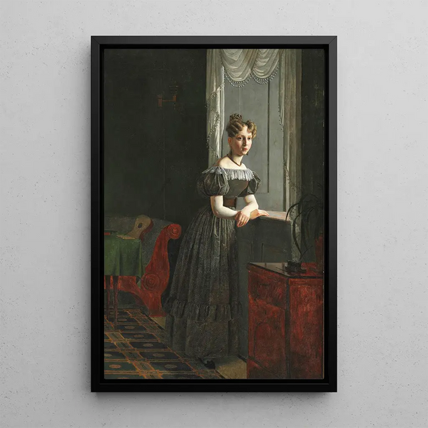 Portrait of the artist's sister Conradine Købke - Christen Købke — framed artwork on a wall