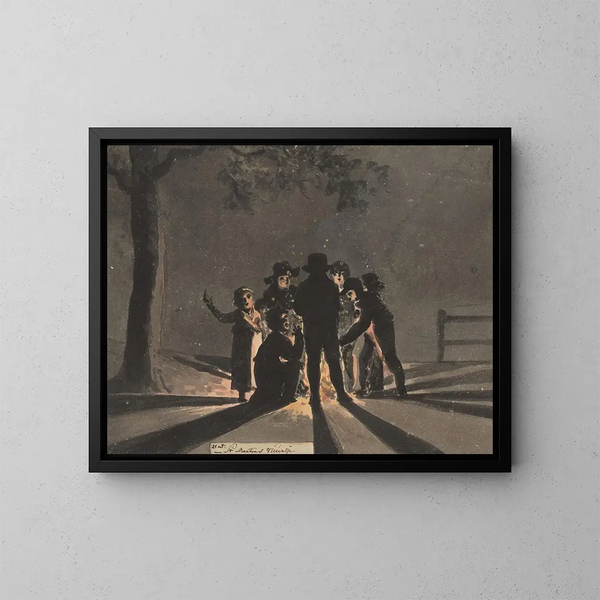 Children gathered around a Saint Martin fire - Christiaan Andriessen — framed artwork on a wall