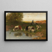 Bétail met herder bij de waterkant - Christian Friedrich Mali — ingelijst kunstwerk aan de muur