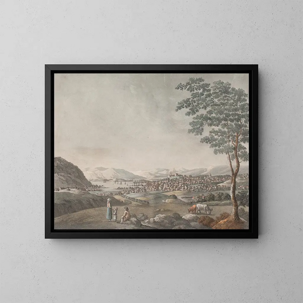 Christiania depuis Tyen - Christian Heinrich Grosch — framed artwork on a wall