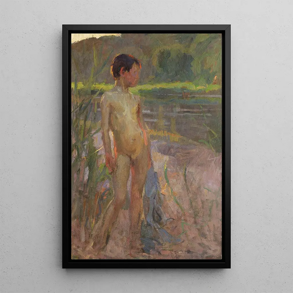 Reproduction of the painting Boy bathing in the Danube - Christian Landenberger