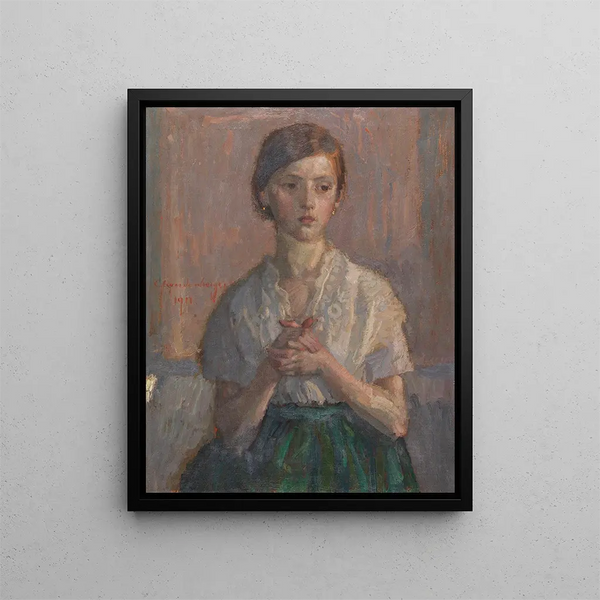 Girl in Prayer - Christian Landenberger — framed artwork on a wall
