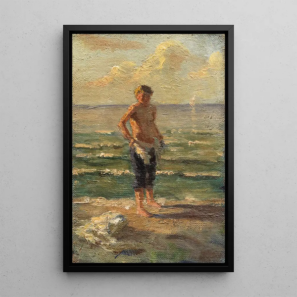Boy by the Lake - Christian Landenberger — framed artwork on a wall