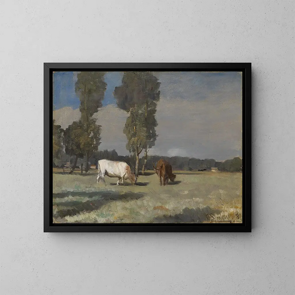 French landscape painting with livestock - Christian Skredsvig — framed artwork on a wall