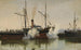 Stoomboot in de haven van Aarhus - Christian Vigilius Blache — weergave van het kunstwerk