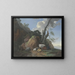 Landschapschilderij met een herder, twee geiten, twee schapen en een geit - Christian Wilhelm Ernst Dietrich — ingelijst kunstwerk aan de muur