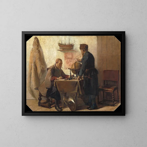 Heemskerck and Barents planning their second expedition to the Far North - Christoffel Bisschop — framed artwork on a wall