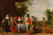 van een gezelschap aan tafel in een park - Christoffel Jacobsz van der Lamen — weergave van het kunstwerk