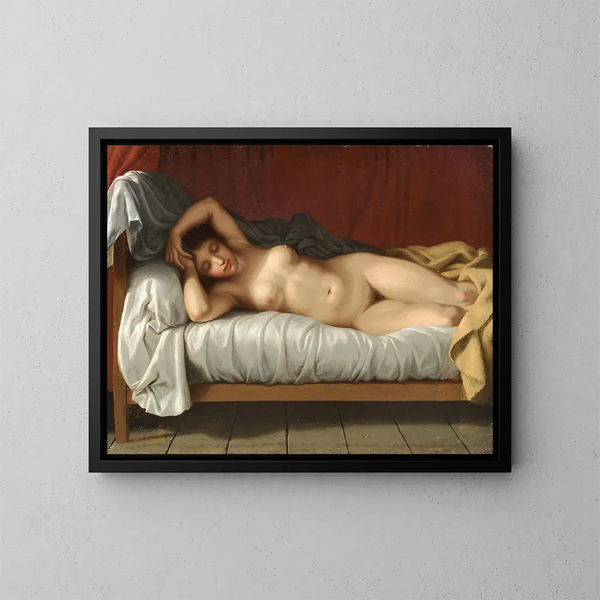 Sleeping Model Painting - Christoffer Wilhelm Eckersberg — framed artwork on a wall